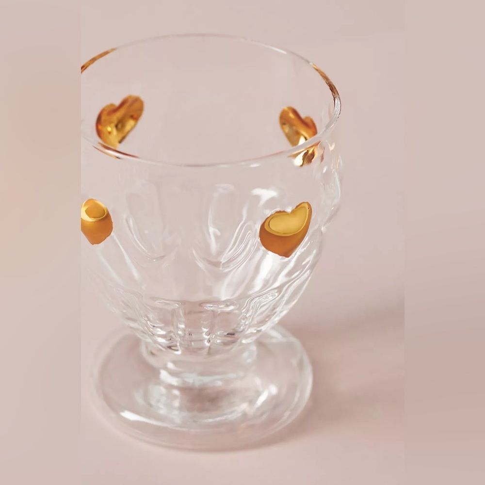 ❤️ Anthropologie Goblets with Gold Hearts set of 4 | NIB - Picture 7 of 7